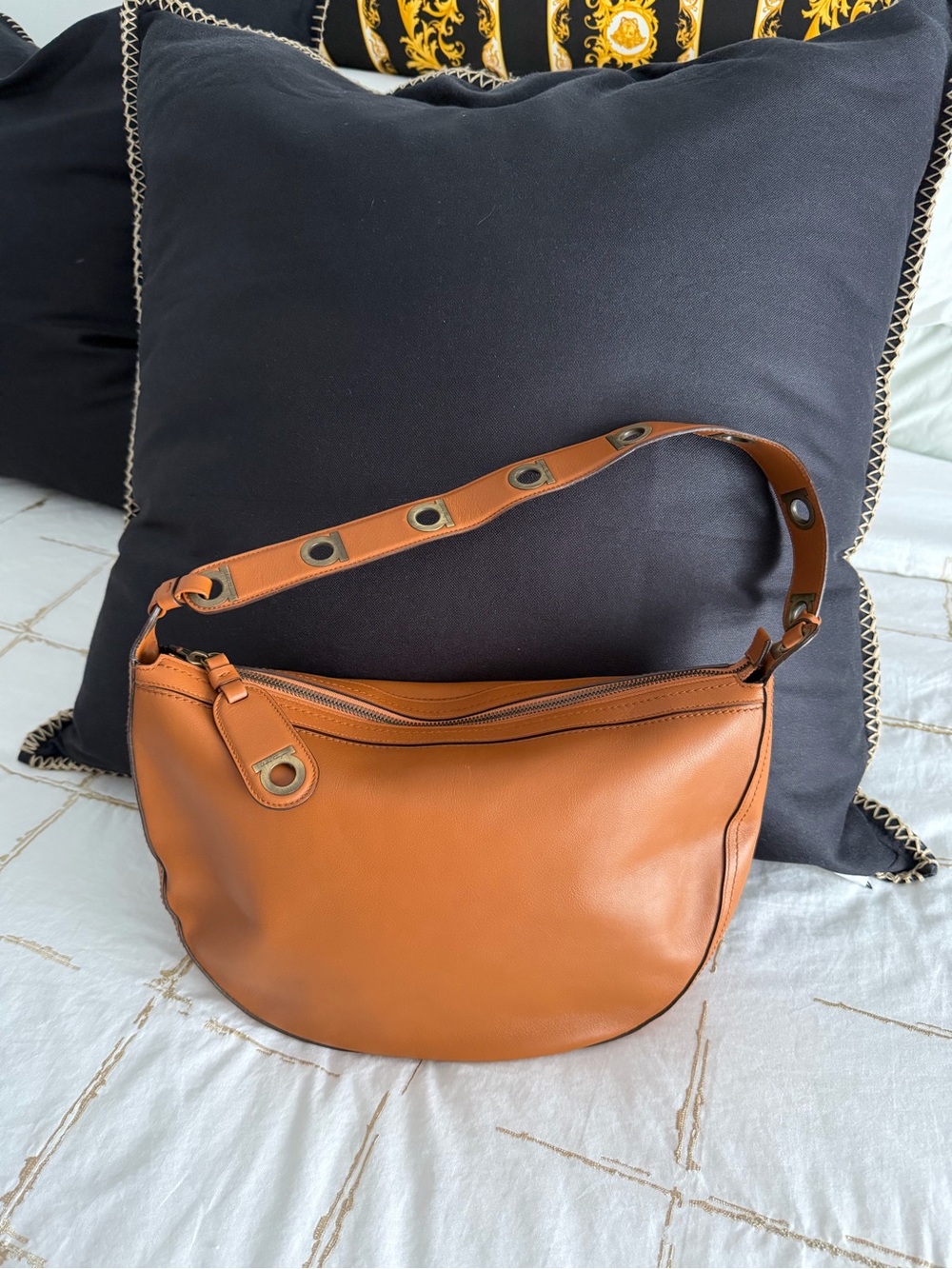 Salvatore Ferragamo Tan Leather Hobo Shoulder Bag